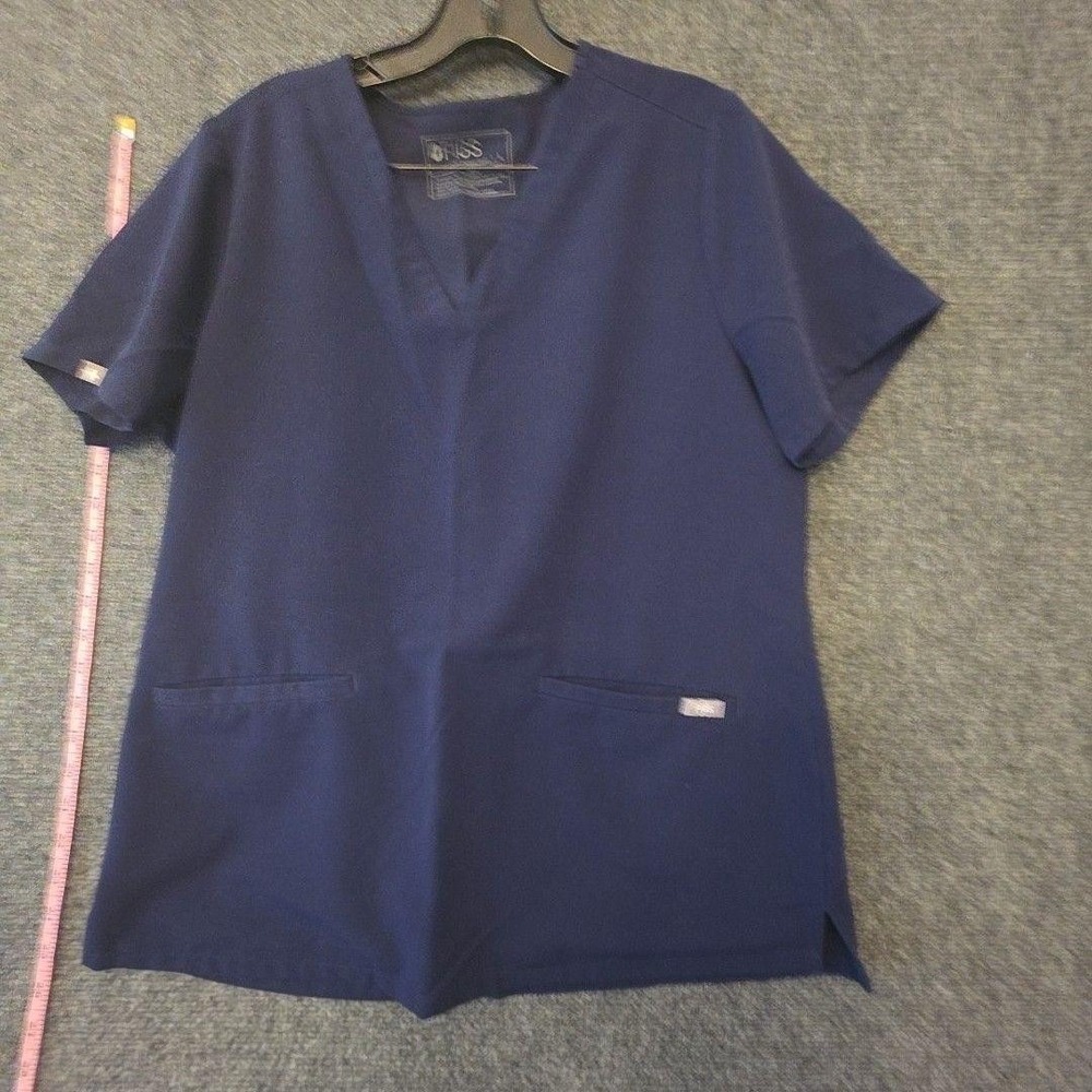 FIGS Blouse Womens L Blue Technical Collection V Neck Scrub Tunic Top Nurse